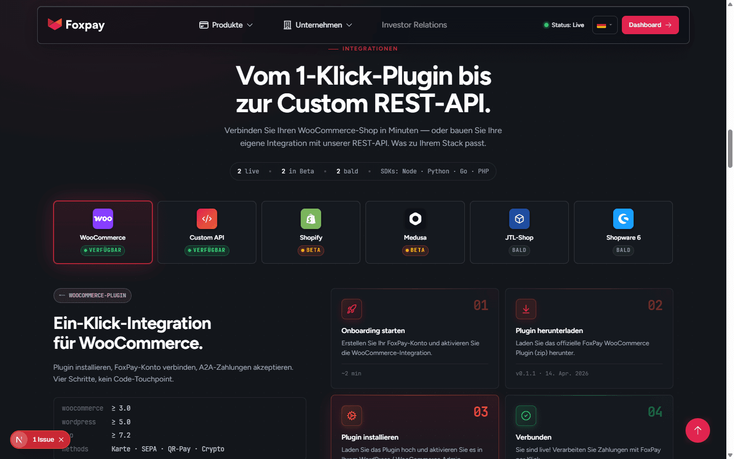 WooCommerce FoxPay plugin admin panel